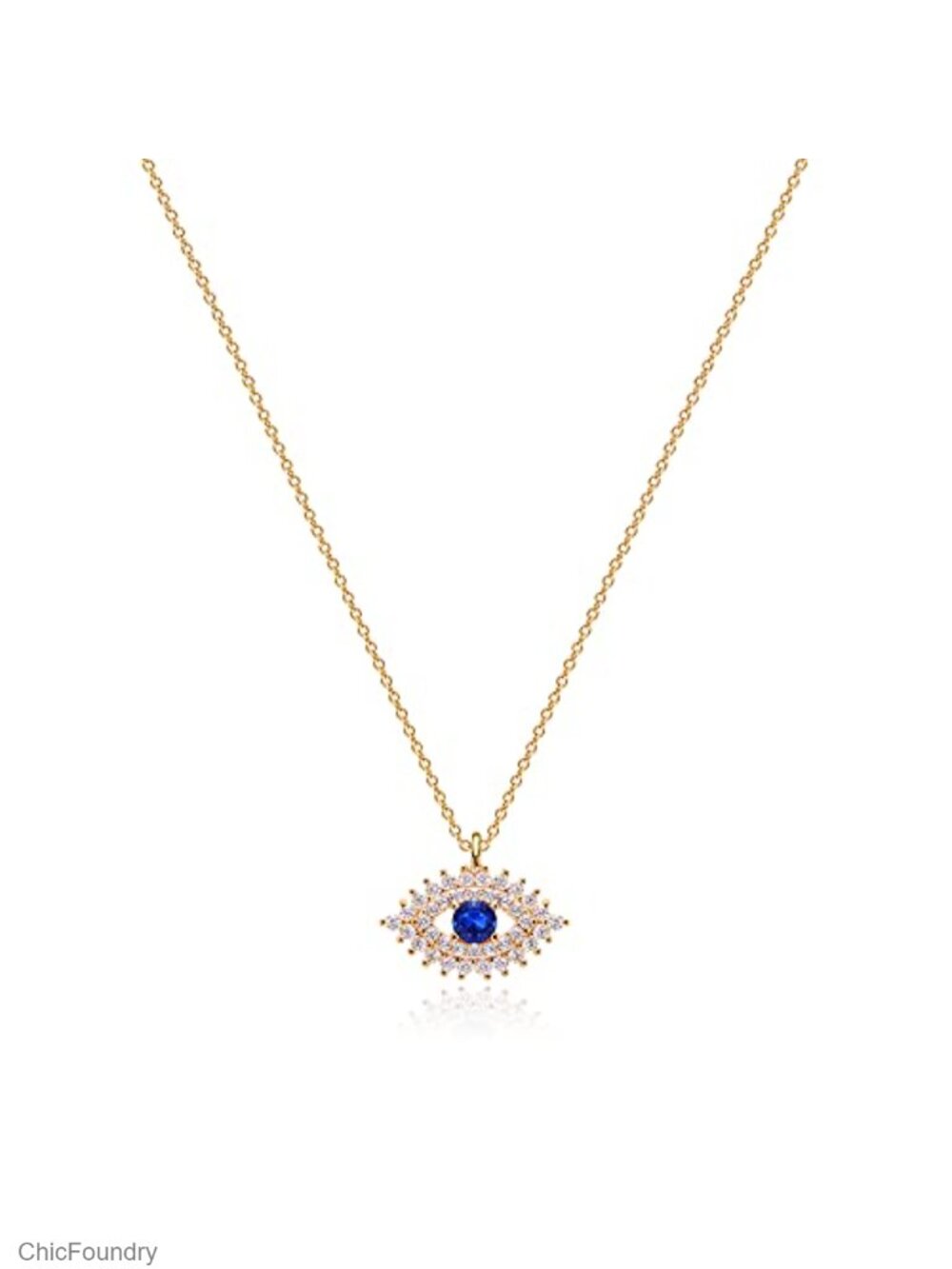 18K Gold Plated Evil Eye Hamsa Necklace for Women, Brass